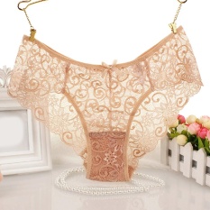 Sunshop Wanita Sexy Floral Hollow Lace Briefs Panties Underwear (Warna Kulit)-Intl