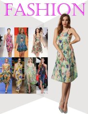 Sunweb ANGVNS Fashion Ladies Women Sweet Spaghetti Strap Floral Beach Chiffon Dress ( Green )