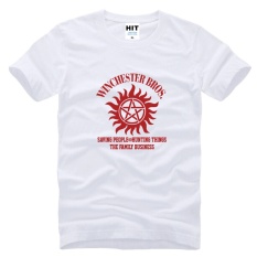 SUPER NATURAL WINCHESTER BROTHER SIX STAR GRAPHIC TEE Dicetak Mens MEN T Shirt T-shirt 2015 Cotton Tshirt Camisetas Masculina (putih) -Intl