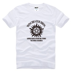 SUPER NATURAL WINCHESTER BROTHER SIX STAR GRAPHIC TEE Dicetak Mens MEN T Shirt T-shirt 2015 Cotton Tshirt Camisetas Masculina (putih) -Intl