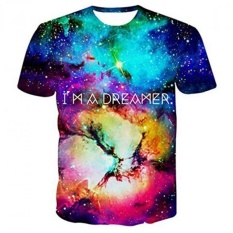 Super Star Mall --- Pria Lengan Pendek 3D Kreatif Starry Sky Graffiti Cetak Hip Hop Gaya Kaos-International