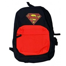Superman Mens Front Pocket Backpack dengan Layar Tertekan, Hitam, Satu Ukuran-Intl