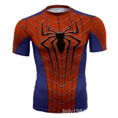 Superman T-Shirt Tights Pria Superhero Film Kapten Amerika Motion Lengan Pendek-Intl