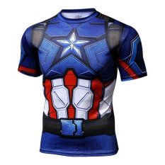 Superman T-Shirt Tights Pria Superhero Film Kapten Amerika Motion Lengan Pendek-Intl