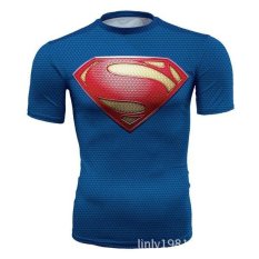 Superman T-Shirt Tights Pria Superhero Film Kapten Amerika Motion Lengan Pendek-Intl