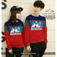 Supplier Kaos Couple - PROMO Baju Keren - 3tone Doraemon Merah