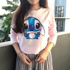 Supplier Kaos longsleeve / Grosir Kaos Lengan pjg murah STITCH PINK