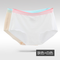 Sutra Es Perempuan Setengah Tembus Bagian Tipis Celana Dalam Segitiga Tidak Berbekas Celana Dalam (Warna Kulit + Putih)