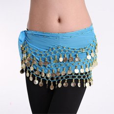 SW Wanita Emas Koin Logam Rantai Pinggang Pinggang Pinggang Pinggang Pinggang Pinggang Belt Rok Rantai Danau Biru-Intl