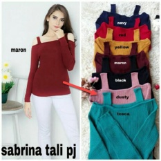 Baju Wanita Shop Sweater Blouse Sabrina Lengan Panjang Wanita / Blouse Ayu / Blouse Tali Kasual Santai Jalan Pas Body Stretch / Baju Tebal / Sweater Panjang / Kaos Sweater / Sweater Panjang (brinasa lita) NR - Dusty Pink D3C