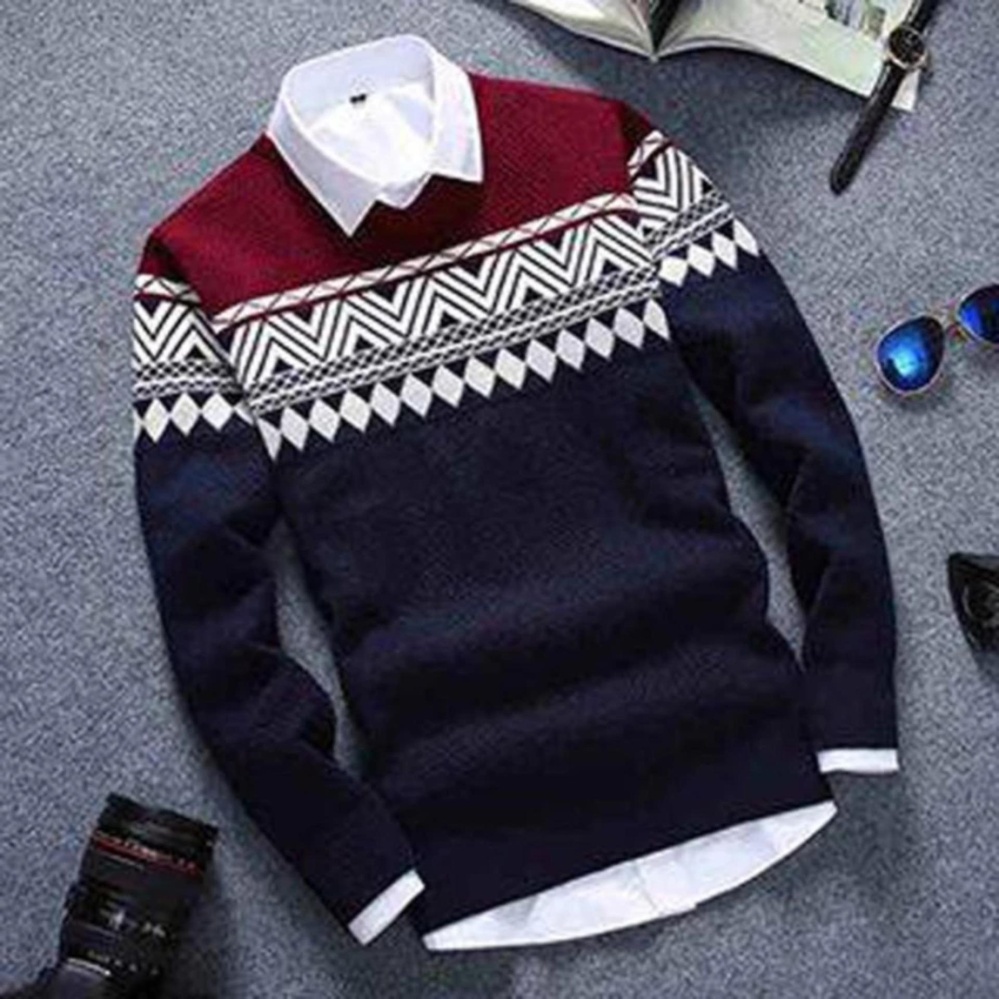 sweater pria rajut-COLUMBUS NAVY-rajut terbaru-Sweater tribal