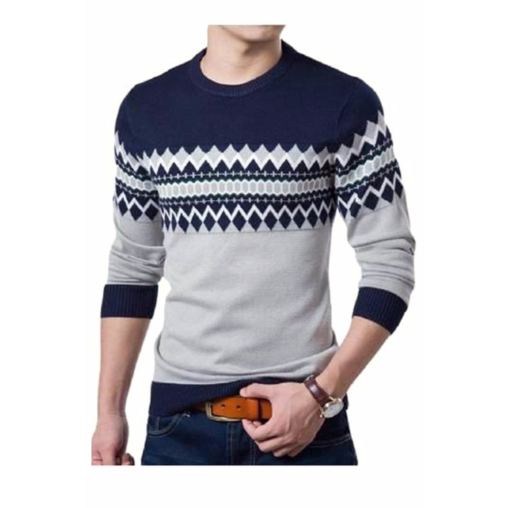 Sweater Pria Rajut - Michael Navy - Rajut Tribal