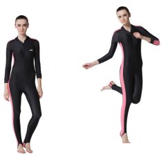 Swimsuit untuk Wanita Desain One Piece Long-lengan Surfing Suit Sun Protection-Pink-Intl