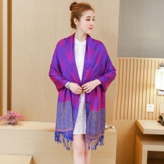 Sworld Musim Panas Gaya Baru Womens Scarf Angin Nasional Travel Sunscreen Longsection Variasi AC Shawl Multi-Fungsi Dual Longsection (No.4 Warna Ungu) -Intl