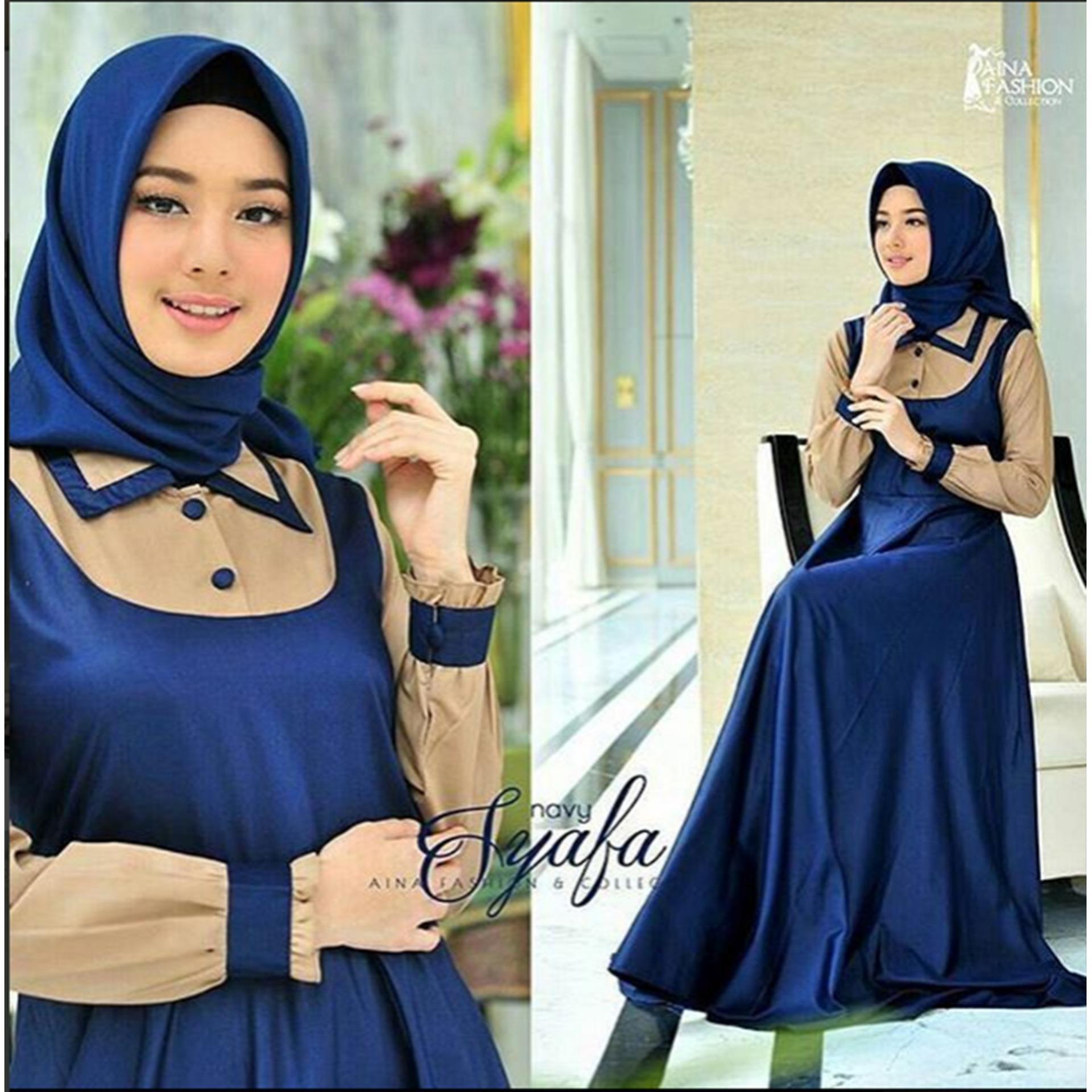 Syafa Dress MAxi Gamis Wanita Modis Berkerah