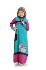 Syamsakids Baju Muslim Anak SL073 - Gamis Hijab - Multicolor