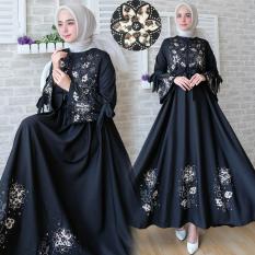 Syari i wanita - Gamis wanita - Maxi wanita - Baju muslim terbaru - Busui - MF Hitam