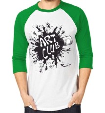 Sz Graphics Art Club T Shirt Raglan 3/4 Pria Kaos Raglan 3/4 Pria T Shirt Pria Kaos Pria T Shirt Fashion-Hijau Putih