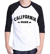 Sz Graphics California KAOS DISTRO/T Shirt Raglan 3/4 Pria Kaos Raglan 3/4 Pria T Shirt Pria Kaos Pria T Shirt Kaos Distro Pria-Biru Putih