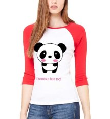 Sz Graphics I Want A Hug T Shirt Raglan 3/4 Kaos Raglan 3/4 T Shirt Wanita Kaos Wanita T Shirt Fashion-Merah Putih