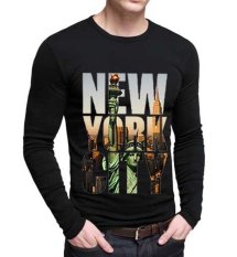 Sz Graphics New York City T Shirt Long Sleeve Pria Kaos Long Sleeve Pria T Shirt Pria-Putih