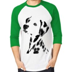 Sz Graphics T Shirt Raglan 3/4 Koas Raglan 3/4 T Shirt Fashion Dalmatin Green - Hijau Putih