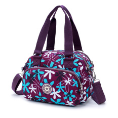 Tas Selempang Wanita Kain Kanvas Anti Air Kapasitas Besar (Bunga biru model) (Bunga biru model)