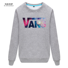 Tambah Beludru Baru Tebal Pria Leher Bulat Sweter Tanpa Kancing Kaos Sweater (Vans-Abu-abu (Konvensional))