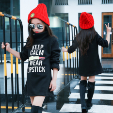 Tambah Beludru dari Model Panjang Besar Anak Perempuan Hitam Model Panjang Atasan Baju Dalaman (Hitam)