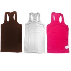 Tanktop 3pcs Tali Silang Agnes - Singlet - Camisol Ukuran Sedang (Putih, Fanta, Coklat)