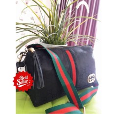 Tas Best Seller!!! Tas Promo!! TAS WANITA TASIMPORT GUCI SLING GUCI KANVAS TAS SELEMPANG Hitam