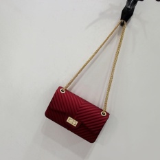 Tas Fashion Remaja dan Dewasa JELLY MATTE chevron 22cm (RED MAROON) HIGH QUALITY