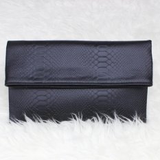 Tas Hand Tangan Women Woman Wanita Pesta Leather Clutch Bag - Hitam