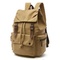 Tas Kanvas Laptop - Zou Lun Duo 6048 [Krem/Khaki] - Tas Ransel Wanita - Tas Gemblok Pria - Tas Sekolah - Tas Kuliah - Tas Kerja - Mugu Bag