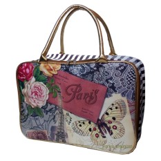 Tas Koper Travel Bag Tote Model Terbaru Motif Paris Bunga - Gold