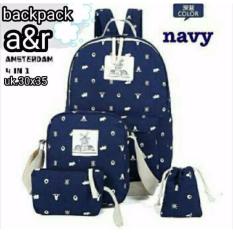 Tas Korea 4 in 1, Tas Ransel, Tas Wanita Lucu Terlaris ( BIRU )