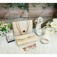 Tas Murah,Tas Wanita Paket,Tas Fashion Lokal,Wedges,Cream