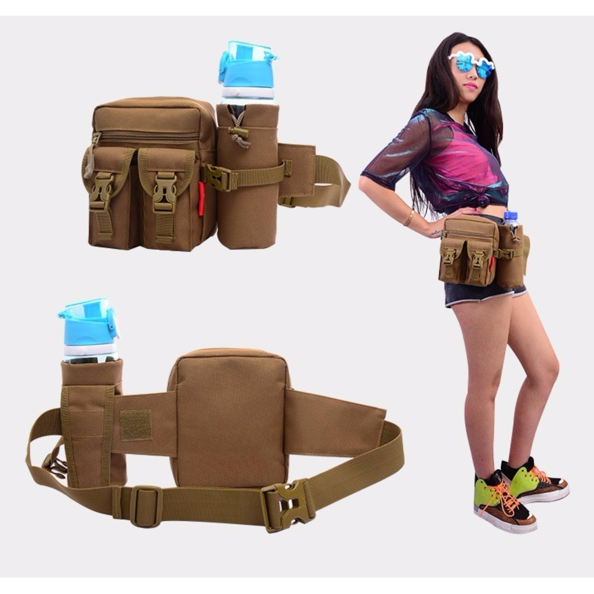 Tas Pinggang Dengan Tempat Botol Tactical Army B321 - Coklat
