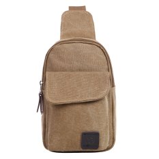 Tas Pria Impor Import Kanvas Canvas Selempang Slempang Punggung Slingbag Sling Bag - Khaki