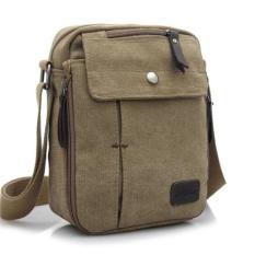 Tas Selempang Pria Tas Pria Tas Pria Selempang Kanvas Men Vintage Canvas Multifunction Travel Satchel Messenger Shoulder Bag - Khaki