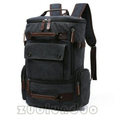 Tas Punggung Kanvas Zou Lun Duo 8831 [Hitam] - Tas Ransel Wanita - Tas Gemblok Pria - Tas Laptop - Tas kerja - Sekolah - Kuliah - Santai