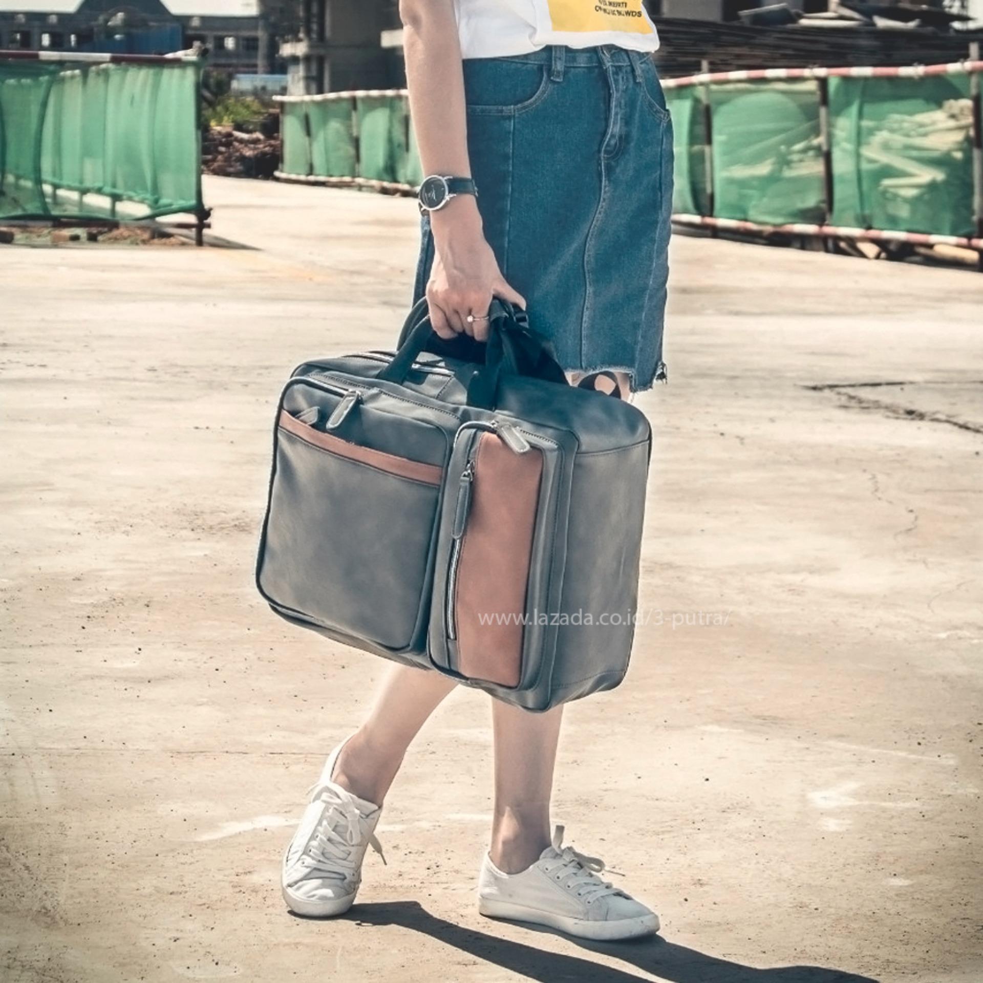 Tas Punggung / Ransel / Backpack / Tas Sekolah / Travel Bag ( 3P Leather Bag ) - Brown