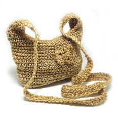 Tas Rajut Selempang warna emas Gnl02