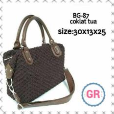 Tas Rajut Wanita Coklat Handbag Fashion Handmade Asli Jogja Bahan Nilon Murah Berkualitas