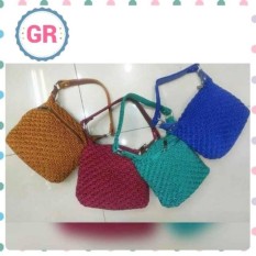 Tas Rajut Wanita Motif Kipas Slempang Shoulderbag Bahan Nilon Murah Berkualitas Handmade Asli Jogja