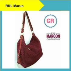 Tas Rajut Wanita Shoulder Bag Nilon RKL Maroon Handmade Asli Jogja