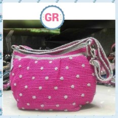 Tas Rajut Wanita Slempang Fashion Motif Polkadot Bahan Nilon Murah Berkualitas Handmade Asli Jogja