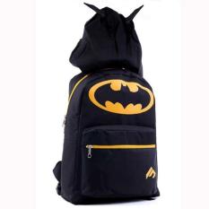 Tas Ransel Anak Sekolah Sd Laki-Laki Backpack Hitam Batman Bertopi - Ee7bd9
