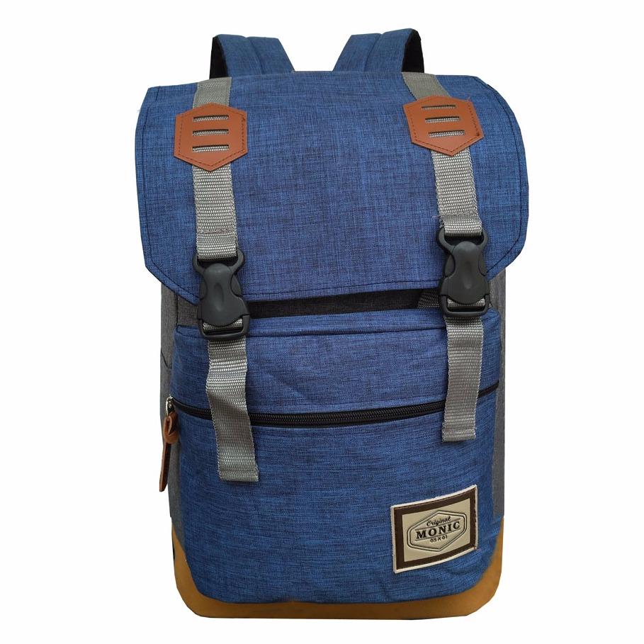 Tas Ransel Backpack Pria Wanita Kanvas / Tas Punggung / Tas Sekolah / Tas Kuliah / Korean Bag LLC2201 - Blue