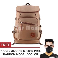 Tas Ransel Braun Fox Shimon Travel Tas Laptop Backpack Outdoor Man Canvas Large Backpacker Man - Coklat Muda + FREE Masker Motor Pria Tas Pria Tas Sekolah Dailypack Tas Fashion Pria
